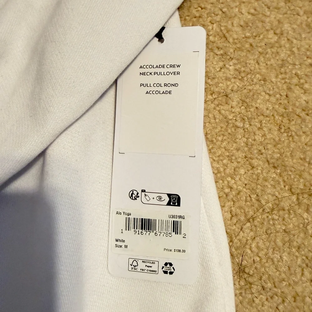 NWT: ALO White Sweatshirt - M - Picture 2 of 4